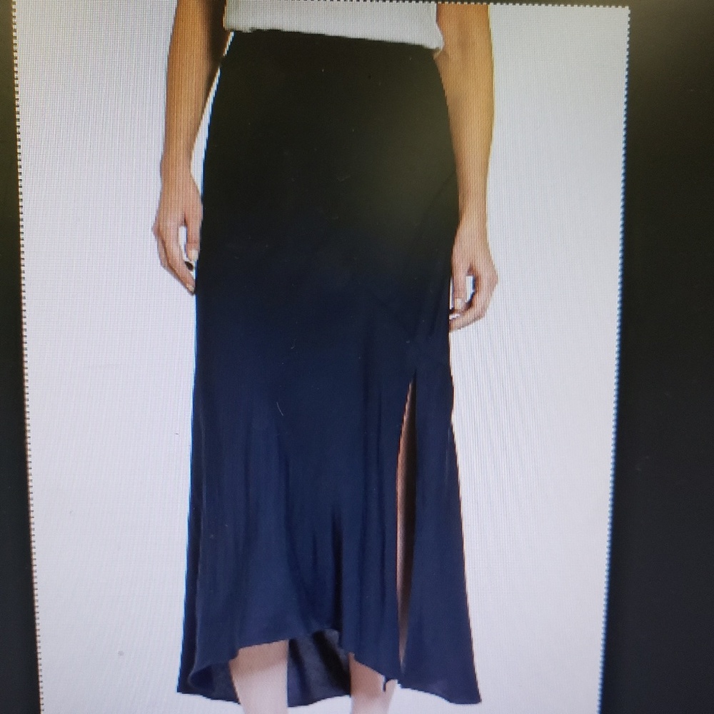 ISO Trouve Blue Satin Split skirt